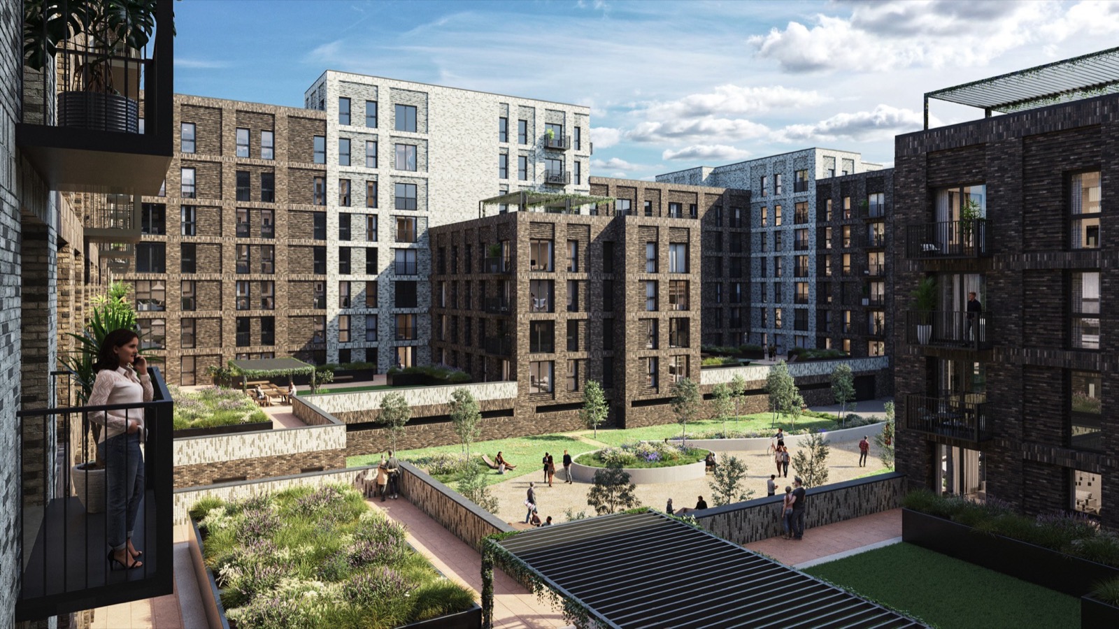 CGI of the Berkeley Square waterfront exterior on the River Irwell, Manchester